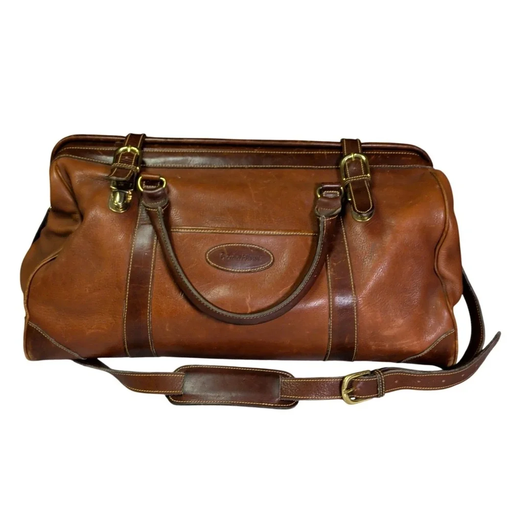 Cole Haan VINTAGE DARK Brown Leather Duffle Weekend Doctors Travel Bag Mens RARE